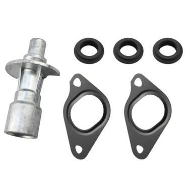 Imagem de FORLETOR Conector de entrada do refrigerador de óleo do motor de alumínio para Land Rover Sport LR4 Range Rover Replace# LR030593 C2Z18658 LR028136 LR011997 (com duas juntas de bomba de água)