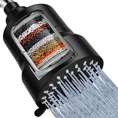Imagem de MXBOLD Cabeça de Chuveiro Filtrada, Cabeça de Chuveiro de Alta Pressão de 3 Modos com Cartucho de Filtro de Chuveiro de Água Dura de 15 Estágios para Remover Cloro e Substâncias Nocivas (Preto)