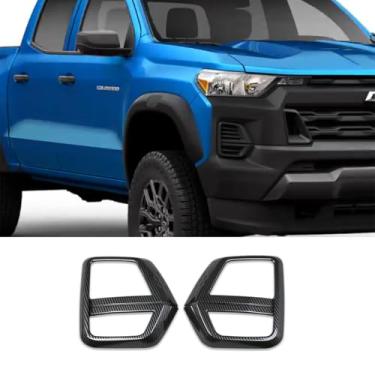 Imagem de Beautost Adequado para Chevrolet Chevy New Colorado Trail Boss/LT/WT 2024 2025 painéis de painel de malha de farol de neblina frontal (fibra de carbono preto)