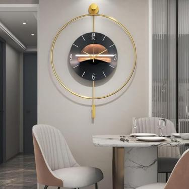 Imagem de Relógio de parede grande para decoração de sala de estar, relógios de parede modernos decorativos operados por bateria, relógio grande silencioso sem tique-taque com pêndulo para quarto, cozinha,