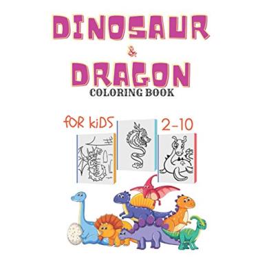 Imagem de Kids Coloring Book Dinosaur And Dragons For Kids 2-10 (102P): Cute Ilustracions Of Dinosaurs and dragons educational gift For Kids (Boys & Girls)and adults nice drawings clear edges 8,5x11 in