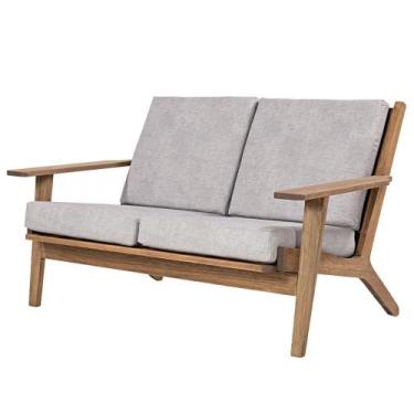 Imagem de Sofá Lótus 02 Lugares Almofadas Cinza Stain Castanho - 76735 - Sun Hou