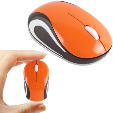 Imagem de Mini mouse sem fio, mouse infantil pequeno para escola em casa, mouse portátil de viagem sem fio com receptor USB, 3 botões, para laptop, computador PC (laranja)