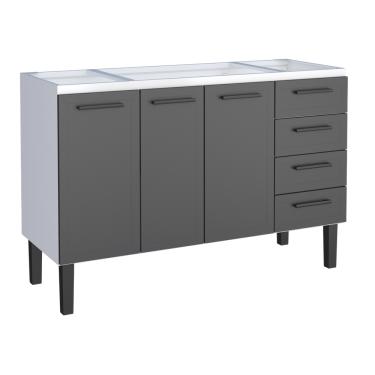 Imagem de Gabinete Armario Cozinha Juno 1.50 Mt -3 Portas  4 Gavetas - 100% Aço -Cozimax - PRETO