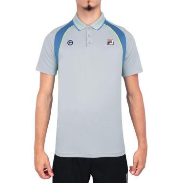 Imagem de Camisa Polo Fila Backspin Short Sleeve Rio Open 25 Cinza Azul e Amarelo-P