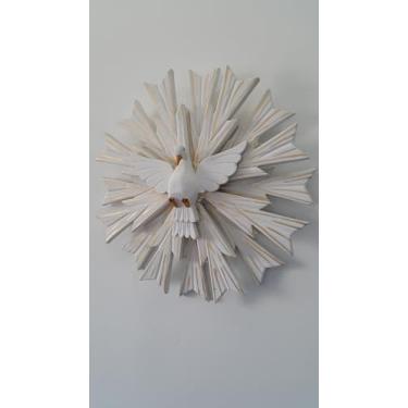 Imagem de Divino Espírito Santo em Madeira, 51 cm, Raio Duplo, Artesanato Mineiro