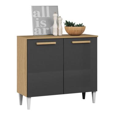 Imagem de Balcão Multiuso Cantinho do Café Isa 90cm 02 Portas Atacama Grafite - Desk Design