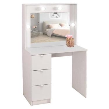 Imagem de Penteadeira Camarim com Espelho 3 Gavetas Los Angeles Branco - Móveis 