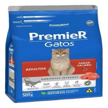 Imagem de Ração Premier Gatos Adultos Ambiente Interno Salmão 500g - PremieRpet