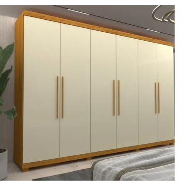 Imagem de Guarda Roupa 2,73 Gelius Absolut New 6 Portas com Pés Naturale/Off White - MDF