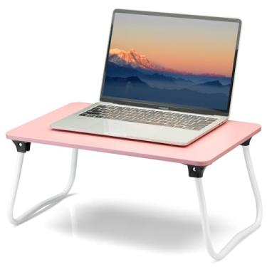Imagem de ZEAPTAC Mesa de colo dobrável, mesa de cama portátil, suporte para laptop, leve e mini mesa para café da manhã/piquenique/desenho/sofá/chão - rosa