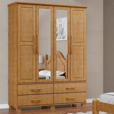 Imagem de Guarda Roupa 4p 4g Espelho Madeira Maciça 168 Cm 2252 Freijo Milani Store