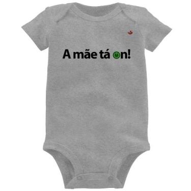 Imagem de Body Bebê A mãe tá on! - Foca na Moda, Cinza, GG