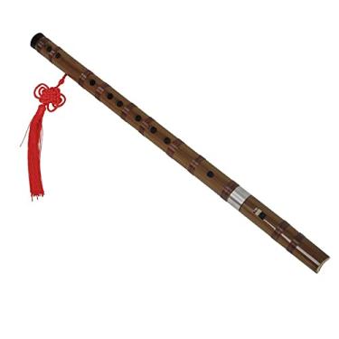 Imagem de Flauta de sopro de madeira C D E F G chave instrumento musical tradicional chinês flauta de bambu amargo (cor: tecla F)