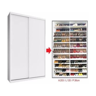 Imagem de Sapateira 2 Portas De Correr Sem Espelho Com Luz Led Diamante - Atacad