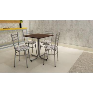 Imagem de Conjunto Mesa Cinza Tampo Imbuia 70x70 Laumar com 4 Cadeiras Epoxi, Fl