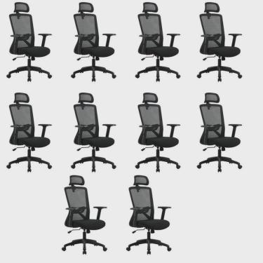 Imagem de Kit com 10 Cadeiras para Escritório Presidente NR17 Office Dallas
