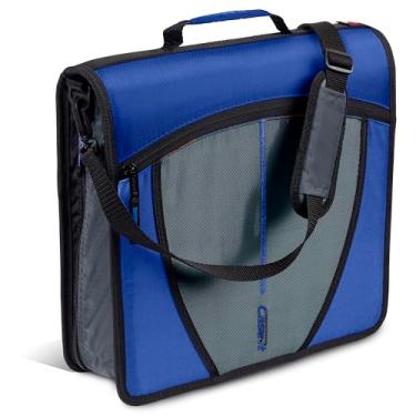 Imagem de Case-it Pasta de zíper escolar Mighty Zip Tab | Anéis de vedação de 7 cm, capacidade para 600 folhas, pasta de arquivo expansível para 5 disciplinas, vários bolsos e organizador de armazenamento, alça