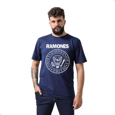 Imagem de Camiseta Masculina Algodão Estampa Ramones - Techmalhas, Azul, M