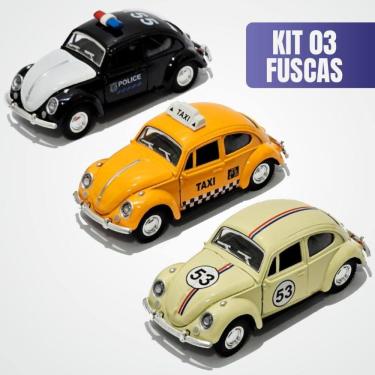 Imagem de Kit 3 Super Carrinhos Miniatura Fusca Colecionador Fricção