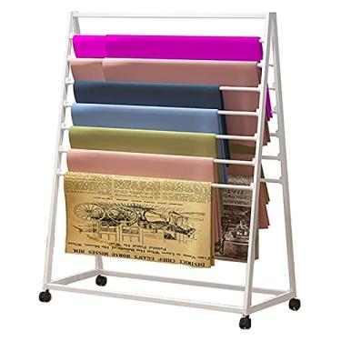 Imagem de Prateleira de exibição de cachecol, suporte móvel de 7 andares, suporte de exibição de papel de embrulho para floricultura/loja de presentes, 120 cm de altura, moldura de ferro resistente (branco 80 x