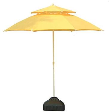 Imagem de Guarda-sóis de jardim ao ar livre 2,3 m/2,7 m Guarda-chuva de pátio duplo para praia/piscina/guarda-chuvas de jardim protetor solar redondo, guarda-chuva de mercado resistente à água/UV, com base de