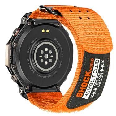Imagem de FIILIIX Pulseiras de relógio compatíveis com Amazift T-Rex 3 pulseira de nylon, pulseira de substituição para smartwatch T-Rex 3 Outdoor, Laranja, Large Wrist (7.2"-9.0"), Militar