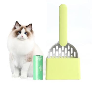 Imagem de Plastic Litter Scoop with Holder for Cat Litter Box,Non-Stick Pet Cat Poop Scooper,Fast Sifting Kitten Poop Lifter,Kitty Plastic Scooper with Deep Shovel and Ergonomic Handle (Green, M)