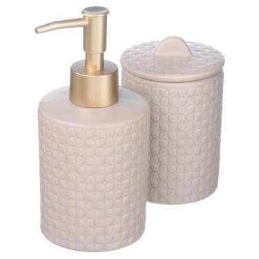Imagem de Conjunto Lavabo Banheiro 2 Peças Saboneteira Líquida Dispenser / 220 (Nude)