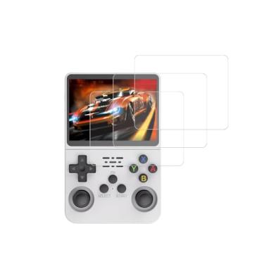 Imagem de WUNIAK Protetor de tela para console de jogos portátil retrô R36s, filme de vidro temperado, antiarranhões, alta sensibilidade ao toque, pacote com 3