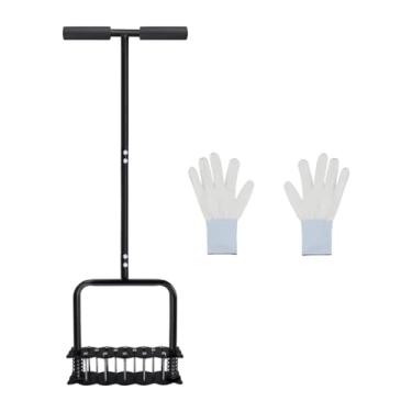 Imagem de Ioensy Aerador de gramado Aerador Aerador Aerador Aerador de grama com alça T Ferramenta de jardim portátil de placa larga com 14 picos fortes