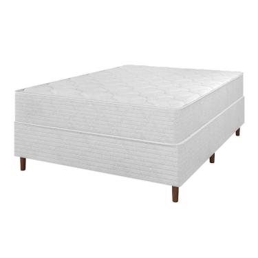 Imagem de Cama Box Casal 138 Matelassê Branco Com Colchão Barcelona Molas Ensacadas Bello Box