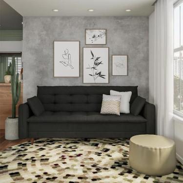 Imagem de Sofá-Cama Casal 3 Lugares Marina Suede Grafite - Mobly