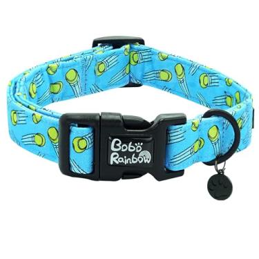 Imagem de Bobo Rainbow Coleira de cachorro com estampa de bolas de tênis ajustável para animais de estimação confortável primavera verão coleira fofa de algodão durável coleira presente para cães grandes