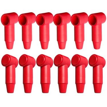 Imagem de Ampper 12 peças de silicone longo 1/10.2 cm, 5/40.6 cm tampas de terminal, capa de terminal flexível para borne de bloco de junção de energia da bateria, serve para fio calibre 6-1 (vermelho)