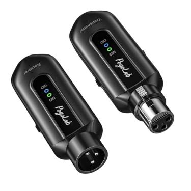 Imagem de POGOLAB Receptor transmissor de microfone sem fio de 2,4 GHz, sistema de microfone XLR sem fio, adaptador de microfone recarregável para mixer de áudio, microfone dinâmico, 48 V Phantom Power para