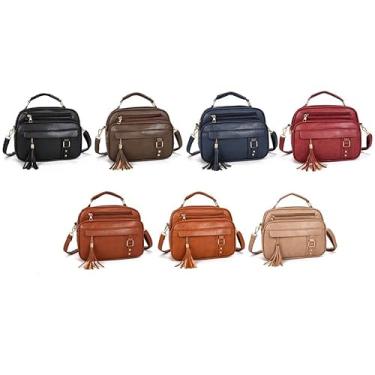 Imagem de Bolsa Feminina Com Alça Lateral Transversal Faixa de Mão De Couro(Cor Aleatória - Menor Preço)
