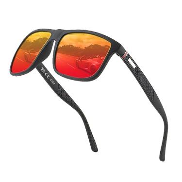 Imagem de Perfectmiaoxuan Óculos de sol polarizados para homens/mulheres; armação leve; lentes piloto HD; óculos de golfe/condução/pesca/viagem, 【Barras paralelas】Vermelho