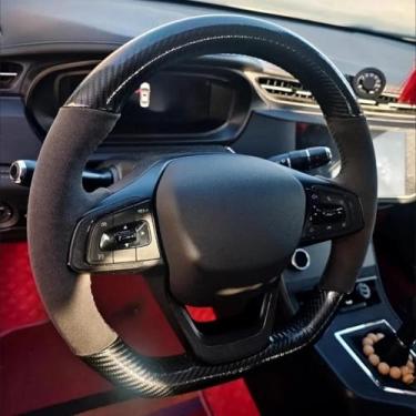 Imagem de LYBQFZ Capa de volante de camurça de couro de fibra de carbono DIY para Chery Tiggo 7 8 Pro Plus 2016-2023