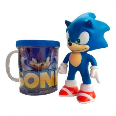 Imagem de Kit Sonic The Hedgehog Caneca + Boneco 16Cm