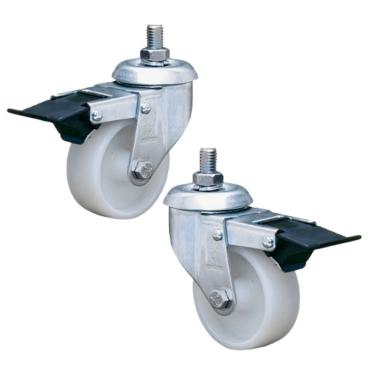 Imagem de 2 Rodizio gir. 3 Pol. Industrial Espiga Freio Roda Nylon