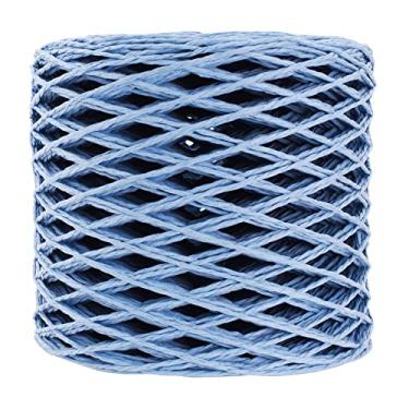 Imagem de Mandala Crafts Fio de ráfia azul celeste para crochê - Fio de papel de ráfia de fita natural para artesanato - 200 m de fita de palha de ráfia natural para decoração