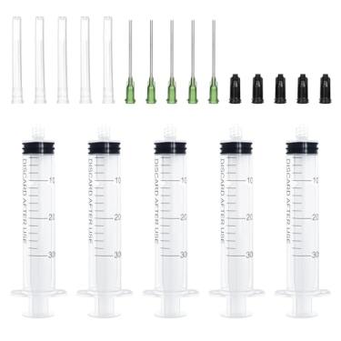 Imagem de SANANTS Seringas Luer Lock Industriais De 30 Ml Com Embalagem Independente, Agulha E Tampas Vedação Para Fluidos Projetados, Reabastecimento Aplicador Cola (Pacote 5)