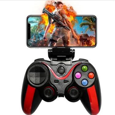 Imagem de Controle Gamepad Bluetooth Compatível Android, iOS, PC, PS3, PS4, Switch, com Suporte para Smartphone e Cabo USB