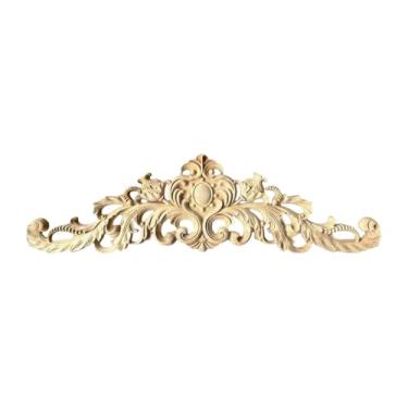 Imagem de Ioensy Aplique longo de madeira esculpida, aplique de madeira elegante, decorativo, decoração de móveis, decalque de canto para armário, lareira, 40cmx11cm