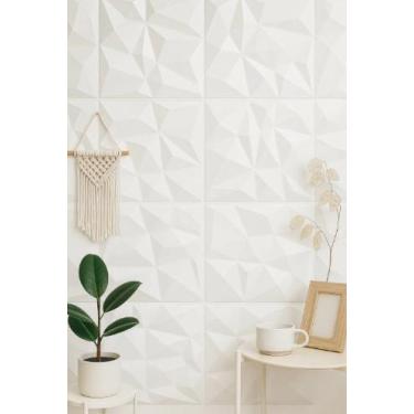 Imagem de Placa 3D Diamante em PVC 25x25cm - MF Decoração, Branco