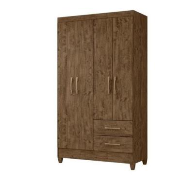 Imagem de Guarda-Roupa 4 Portas 2 Gavetas Chile Castanho Wood Moval, Castanho Wo