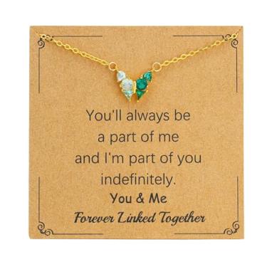 Imagem de SOPIFY Colar feminino com pedra do mês de nascimento de borboleta, dourado, delicado para mãe, filha, irmã, avó, neta, amigas, melhores presentes de pedra do mês de nascimento, Adjustable, Cobre, Sem