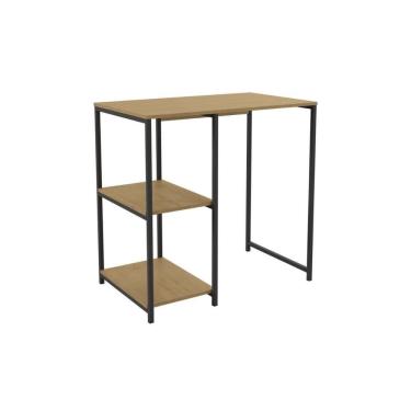 Imagem de Bar de Sala Jantar Industrial LI044 c/ 2 Prateleiras Freijo/Preto - Kappesberg