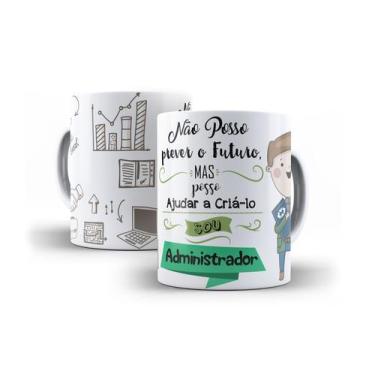 Imagem de Xícara Branca Porcelana Profissão Administração ADM 325ml + Caixinha -